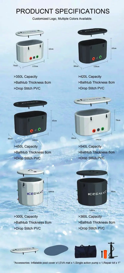 Icegalax Cold Plunge System — Inflatable Ice Bath Tub with Water Chiller